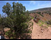 guy slips and falls down hiking trail 