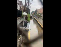 Train stopped because tracks got flood