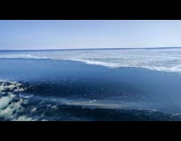 Guy on boat sees ice in ocean 