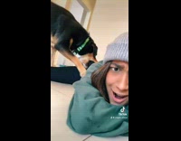Dog bites ladys butt while she records video 