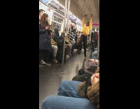 2 guys do parkour dance on train 