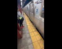 Subway_Creatures - Watermelon hangs on train rolls around platform