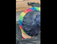 Collab BitchIG2 - Rainbow hair dye short hair style