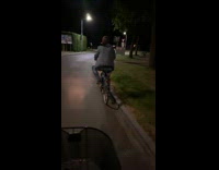 Man ride bike swerve and fall down