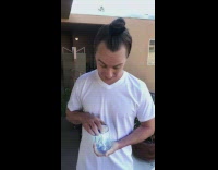 Guy uses special effects lightning in jar 