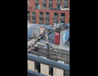 Woman hold electric guitar lay on rooftop 