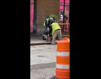 Guy uses saw to cut bicycle lock 