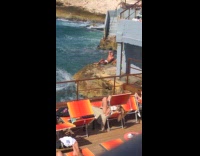 Man white briefs sexy pose beach rocks photoshoot