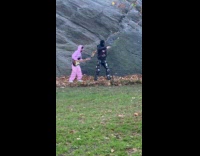 Two men in jacket films music video