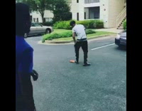 Two boys play baseball with a hammer and bottle, boy accidentally gets hit in the shin and bleeds