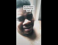 Baby tries to breastfeed from dad 