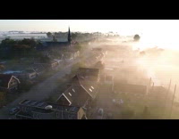 Morning sunrise drone shot video in Netherlands