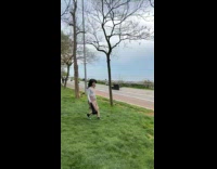 Collab BitchIG2 - Woman in brown skirt plays with dog and falls down 