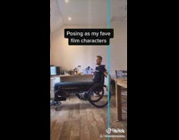 Guy in wheelchair poses as favorite character