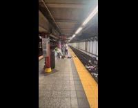 Collab Subway Creatures - Person throw clothes on the train tracks