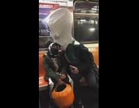 Guy large white coco skeleton mask subway
