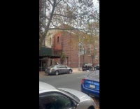 Man rides bike pulls the box behind