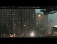 Water falling like waterfalls from bridge because of rain pt 2