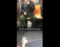 Guy on subway eats edges of bagel 