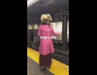 Woman faces subway train and screams out loud angrily #BluePointWhatTheL