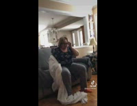 Little boy throws toy at womans face fake ghost 