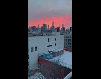 Orange sky on the new york city skyline