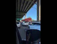 Van transport canopy tied on roof rack