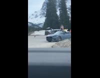 Woman denim jumper poses in convertible car Part 1