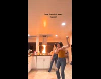 Girl cooking causes kitchen fire 