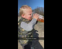 Baby boy drinks starbucks tea says ah 