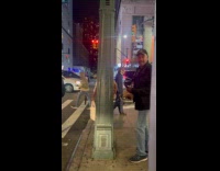 Collab winy - Man Michael Myers walks at pedestrian Lane