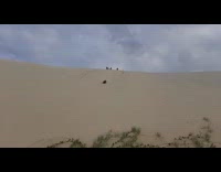 Guy slides down sand dune fail 