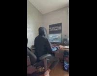 Guy listening to music power cuts in out