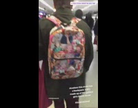@whatisnewyork Guy in train station has golden girls backpack 