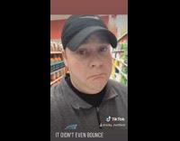 Guy drops box of bounce on floor