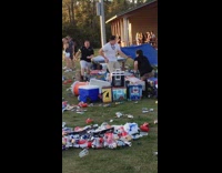 man runs into water coolers