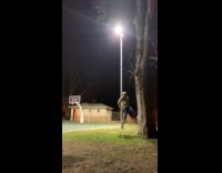 Guy jumps on tree does back shot