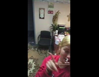 Two friends in church office eating bbq