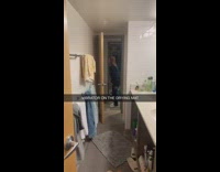 Girl yelling in room about juices on her dishes 