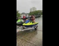 Couple falls off the side of jet ski 