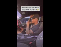 Guy skit driving car and crash