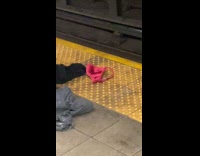 Clothes on the subway train station platform