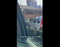 Crossing guard has half bald head 