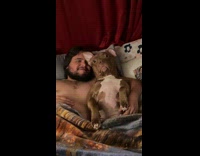 Collab BitchIG2 - Dog takes womans spot on bed 