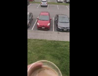 Transition apartment balcony coffee cup into beach 