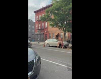 Motorcycle with poles connected to ladder street