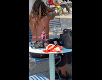 Collab WINY - Woman sit on chair pick up snake