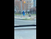 Blue top resistance band metal pole exercise