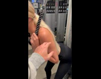 Collab WeirdM - Woman exercise and man sniffs gym pole