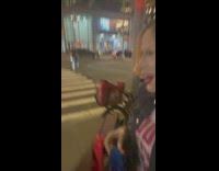 Guy asks to take picture with white chicks costume 